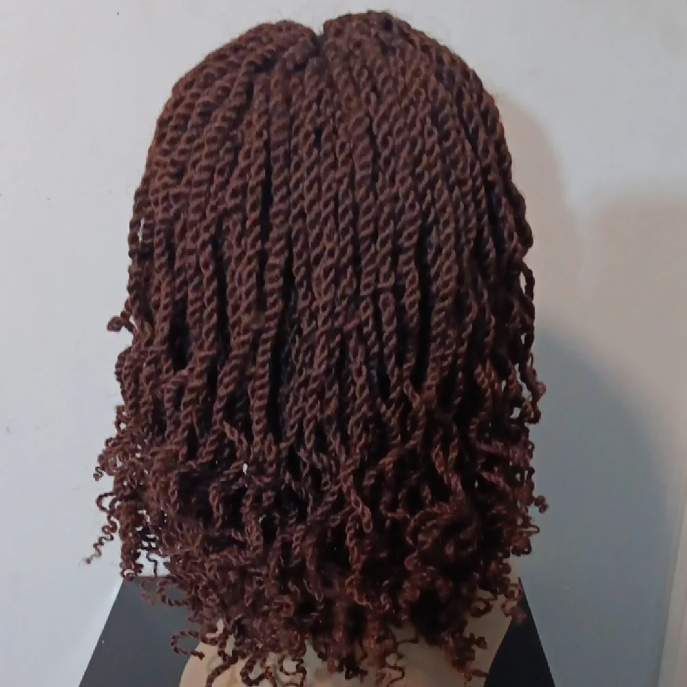 Elegant Full Lace Brown Twisted Hair Wig